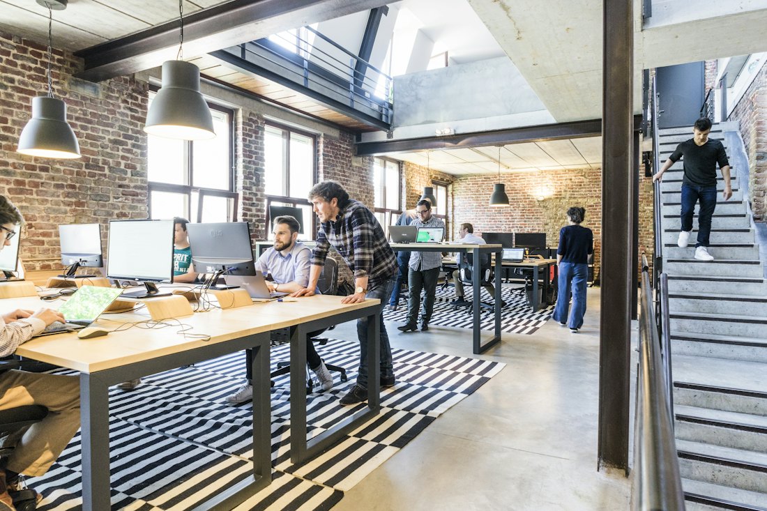 Open-plan office where marketers and developers work side by side